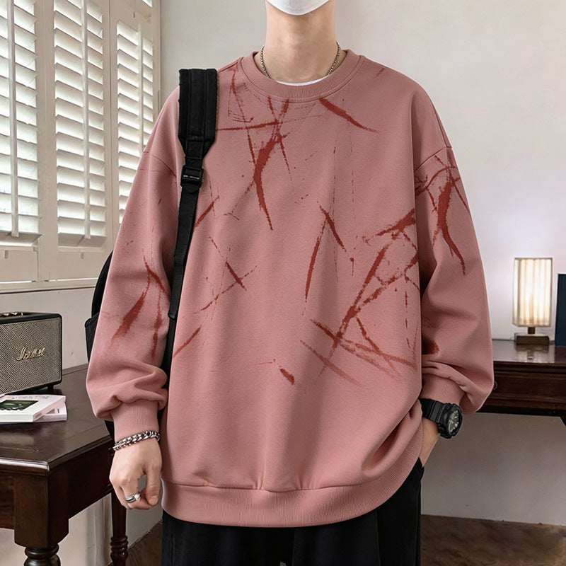 Herren Sweatshirt mit abstraktem Print, Rundhalsausschnitt und relaxed Fit Nord Taschen
