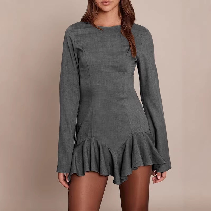 Damen Elegantes Wickelkleid mit Rüschensaum Nord Taschen