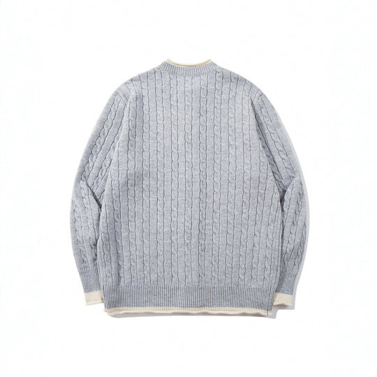 Unisex Feinstrick-Cardigan mit Zopfmuster, Rundhalsausschnitt und Kontrastblende Nord Taschen