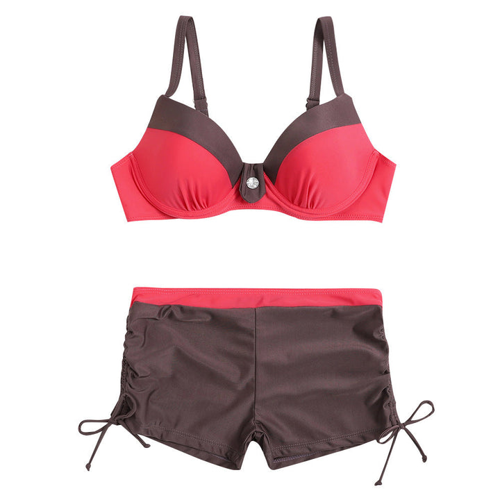 Damen Sportlicher Bikini mit elegantem Bustier und hochgeschnittenen Shorts