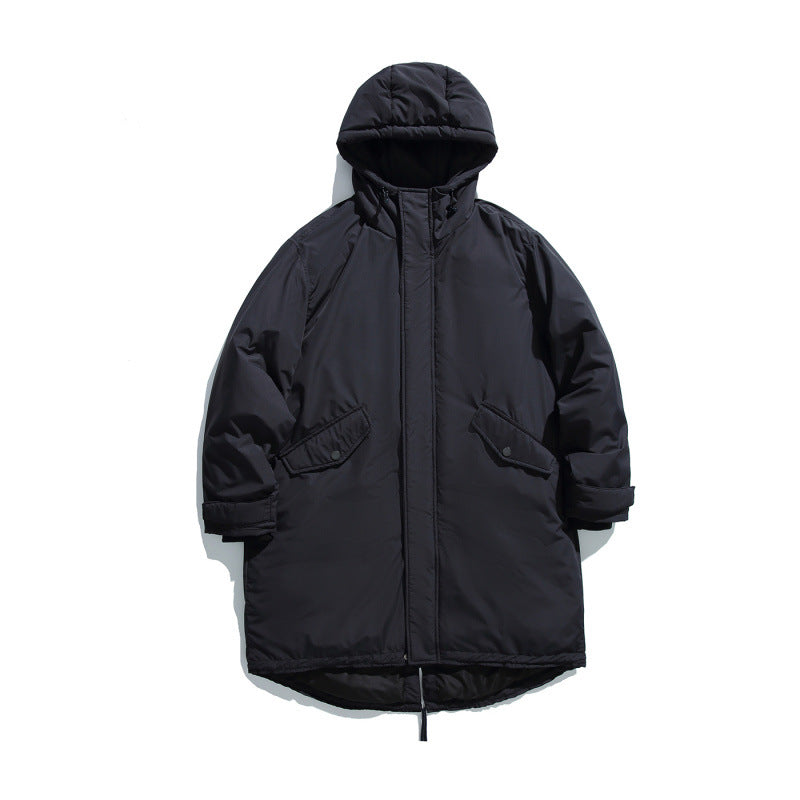 Unisex Wattierter langer Parka im Boxy-Cut mit Kapuze und Tunnelzugsaum Nord Taschen