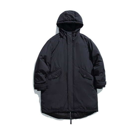 Unisex Wattierter langer Parka im Boxy-Cut mit Kapuze und Tunnelzugsaum Nord Taschen