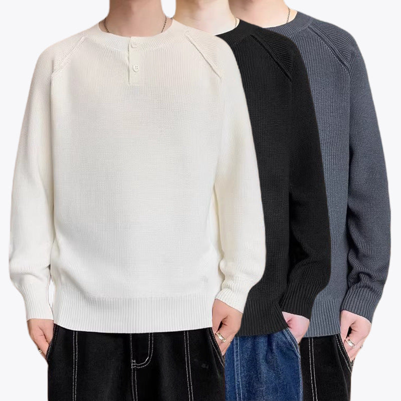 Herren Grobstrickpullover mit Knopfdetails Nord Taschen