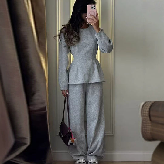 Damen Zweiteiliges Komfort-Lounge-Set mit Langarmshirt und weiter Jogginghose Nord Taschen