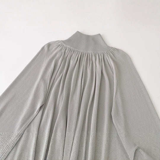 Damen Ballonärmel-Feinstrickpullover mit gerafftem Stehkragen und Knopfdetail Nord Taschen
