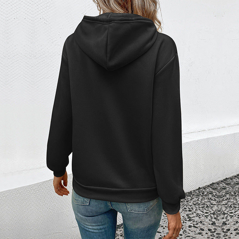 Damen Kapuzenpullover mit Cartoon-Katzen-Motiv, Kängurutasche und weichem Futter Nord Taschen
