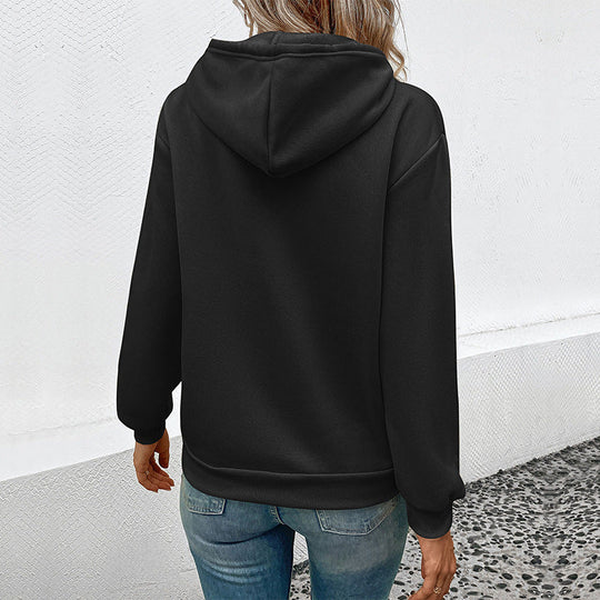Damen Kapuzenpullover mit Cartoon-Katzen-Motiv, Kängurutasche und weichem Futter Nord Taschen