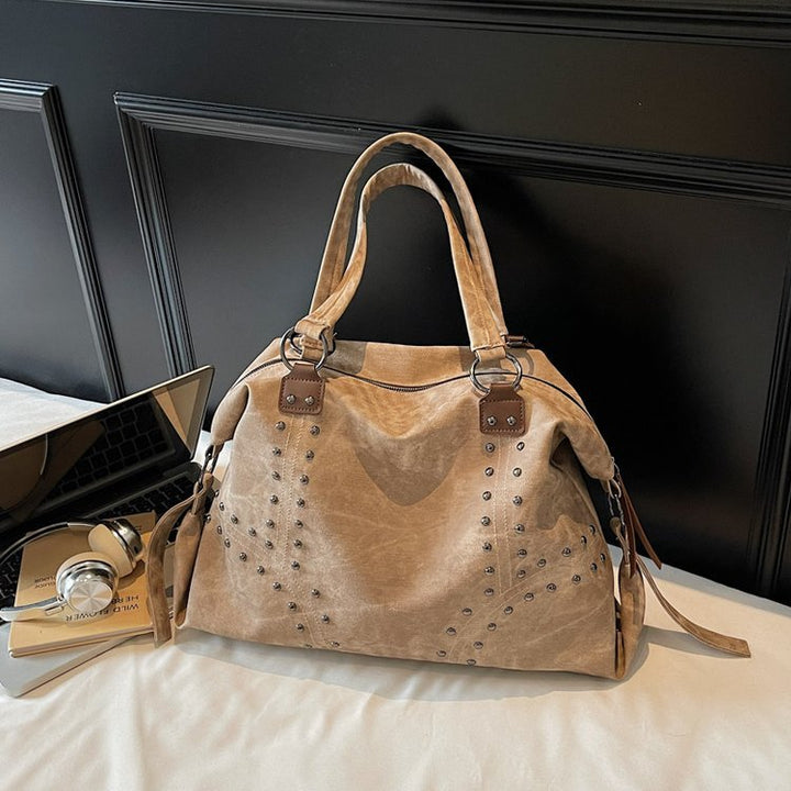 Damen modische Shopper-Tasche mit eleganten Nieten Nord Taschen