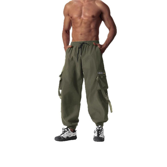 Herren Utility-Cargo-Jogginghose mit Tunnelzug, Beinschnallen & Mehrfachtaschen Nord Taschen