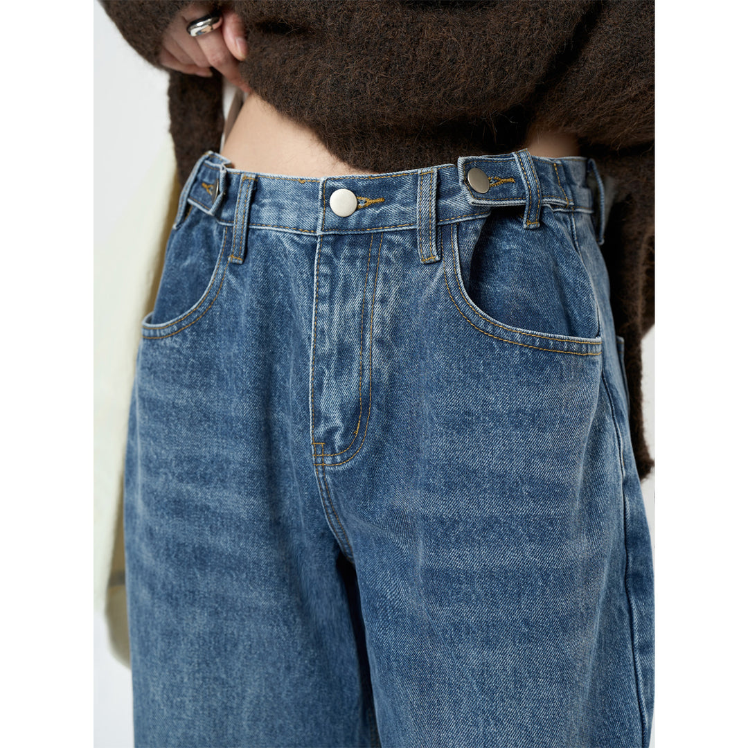 Damen Relaxte Vintage-Denim Baggy-Jeans mit hohem Bund und extra weitem Bein Nord Taschen