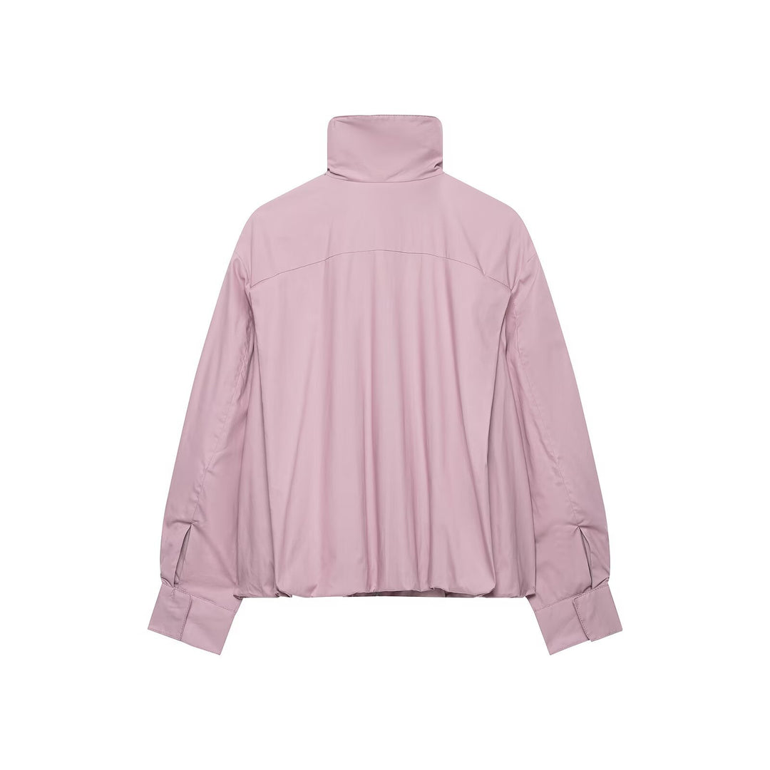 Damen Leichter Cropped Windblouson mit hohem Stehkragen und weitem Raglanärmel Nord Taschen