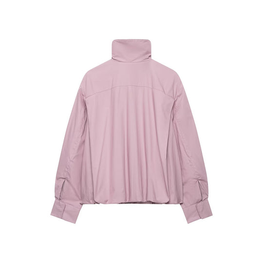 Damen Leichter Cropped Windblouson mit hohem Stehkragen und weitem Raglanärmel Nord Taschen