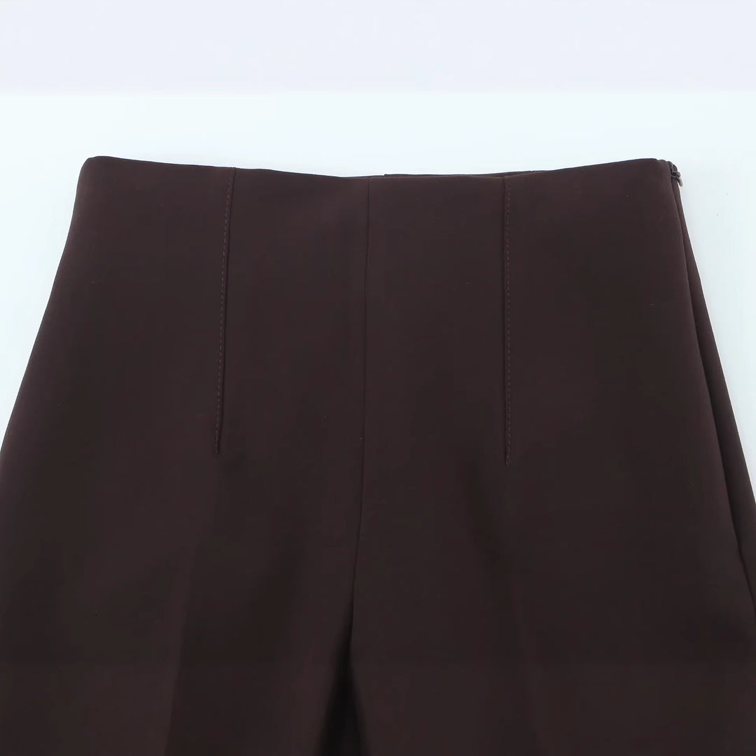 Damen Weite High‑Waist‑Hose mit Bundfalte und seitlichen Beinschlitzen Nord Taschen