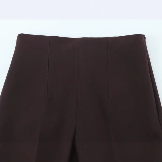 Damen Weite High‑Waist‑Hose mit Bundfalte und seitlichen Beinschlitzen Nord Taschen