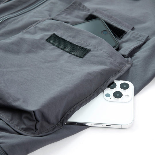 Herren leichter Nylon-Bomber im Utility-Look mit Mehrfachtaschen und Rippbündchen Nord Taschen
