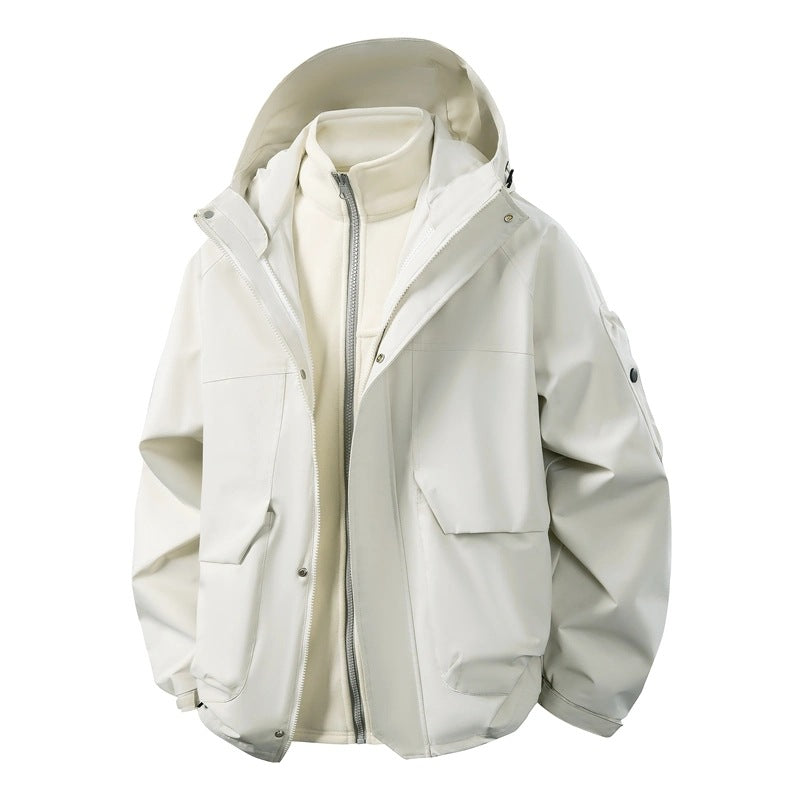 Herren Wasserabweisende Doppeljacke mit abnehmbarer Fleece‑Innenjacke und Kapuze Nord Taschen
