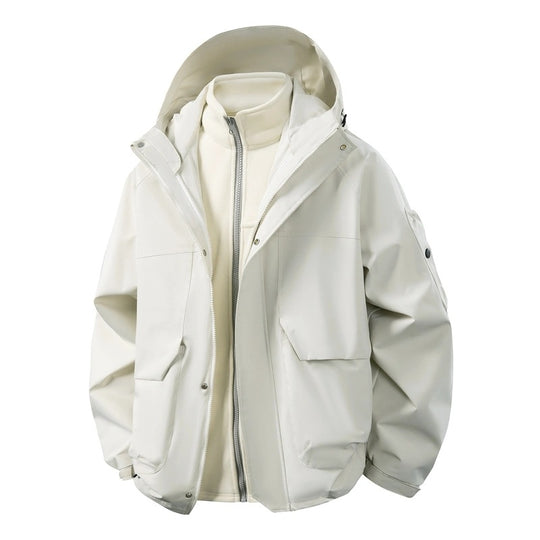 Herren Wasserabweisende Doppeljacke mit abnehmbarer Fleece‑Innenjacke und Kapuze Nord Taschen