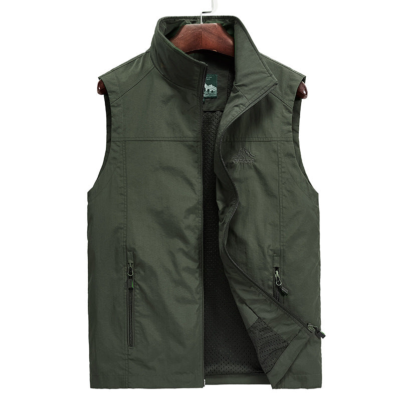 Herren Leichte atmungsaktive Outdoor-Utility-Weste mit Stehkragen, Reißverschlusstaschen und Mesh-Innenfutter Nord Taschen