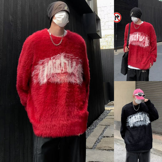 Herren Trendiger Oversized Pullover mit auffälligem Schriftzug Nord Taschen