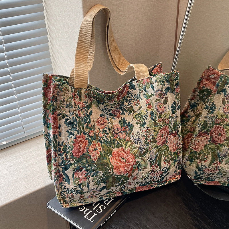 Damen Einkaufstasche im floralen Jacquard-Design Nord Taschen
