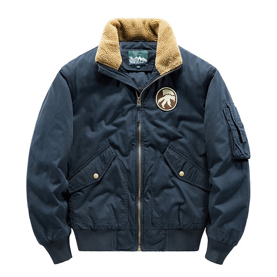 Herren Piloten-Bomberjacke mit Teddykragen, gesteppter Thermofütterung und Utility-Taschen Nord Taschen