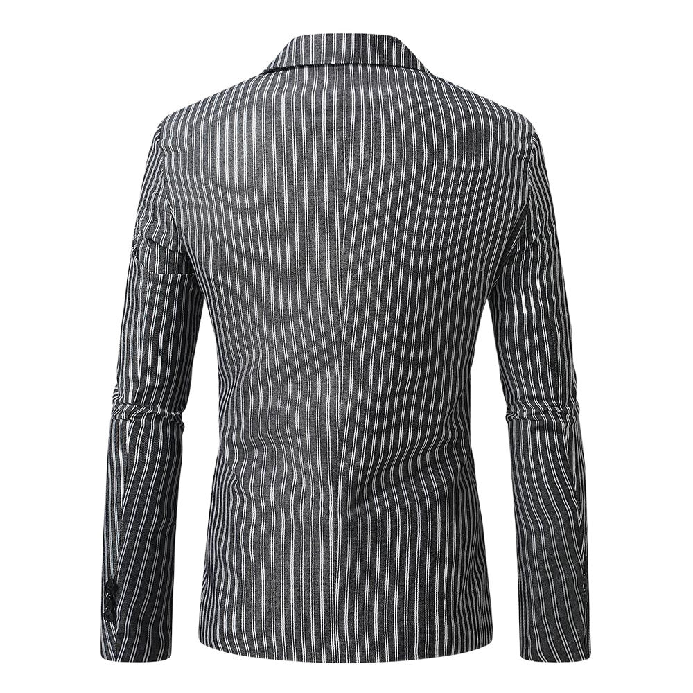 Herren gestreiftes Slim-Fit Sakko mit schmalem Revers und Single-Button Nord Taschen