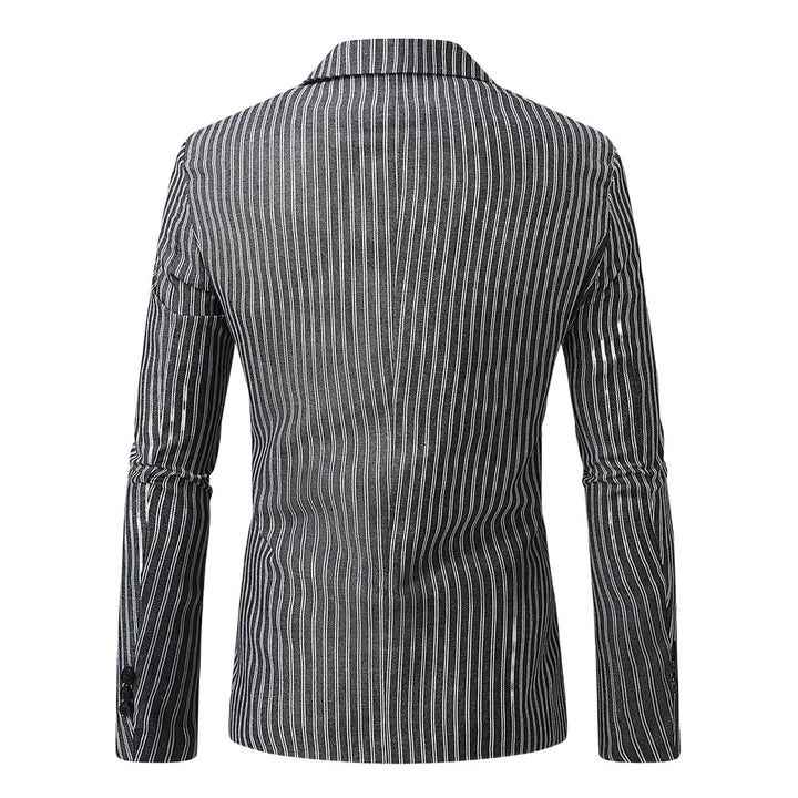 Herren gestreiftes Slim-Fit Sakko mit schmalem Revers und Single-Button Nord Taschen
