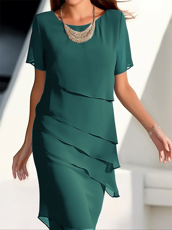 Damen elegantes Wickelkleid mit Schichten