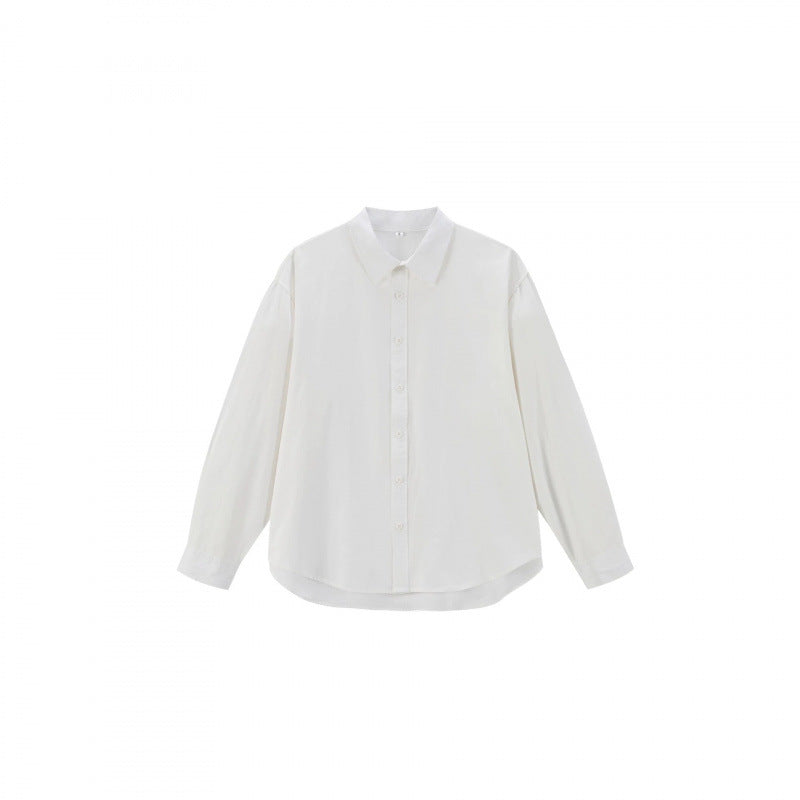 Damen Lockeres Oversize-Blusenhemd mit Kentkragen, durchgehender Knopfleiste und abgerundetem Saum Nord Taschen