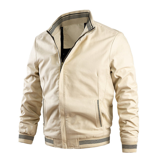 Herren Leichter Canvas-Bomber mit gestreiften Rippbündchen und Stehkragen Nord Taschen