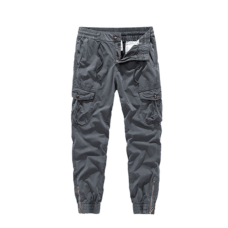 Herren Tapered-Cargo-Jogger aus Baumwoll-Twill mit elastischem Tunnelzugbund, Klapp-Utility‑Taschen und Knöchelreißverschlüssen Nord Taschen
