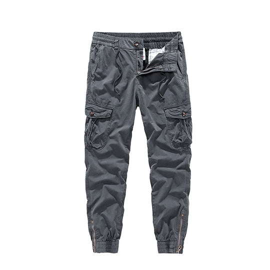 Herren Tapered-Cargo-Jogger aus Baumwoll-Twill mit elastischem Tunnelzugbund, Klapp-Utility‑Taschen und Knöchelreißverschlüssen Nord Taschen