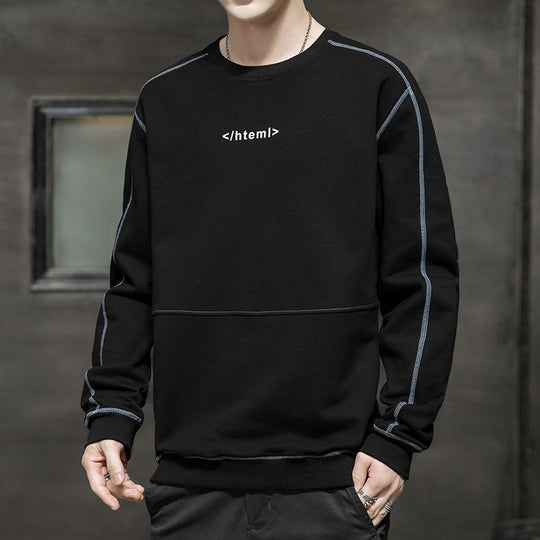 Herren lockeres Oversize‑Sweatshirt mit Kontrastnähten und Code‑Print Nord Taschen