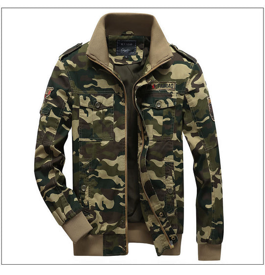 Herren Militärinspirierte Tarnprint-Übergangsjacke mit Reißverschluss, Pattentaschen und elastischen Bündchen Nord Taschen