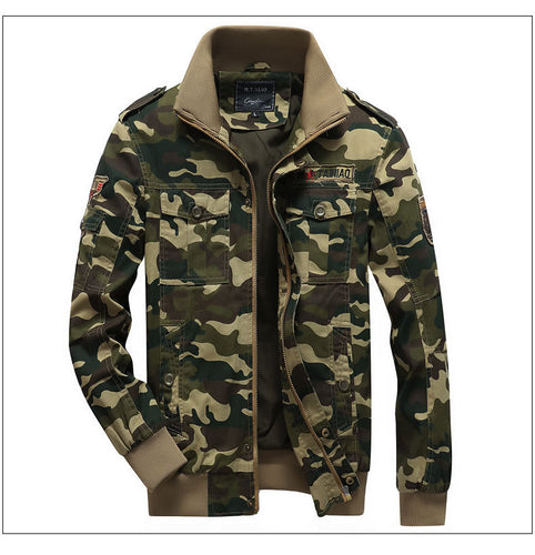 Herren Militärinspirierte Tarnprint-Übergangsjacke mit Reißverschluss, Pattentaschen und elastischen Bündchen Nord Taschen