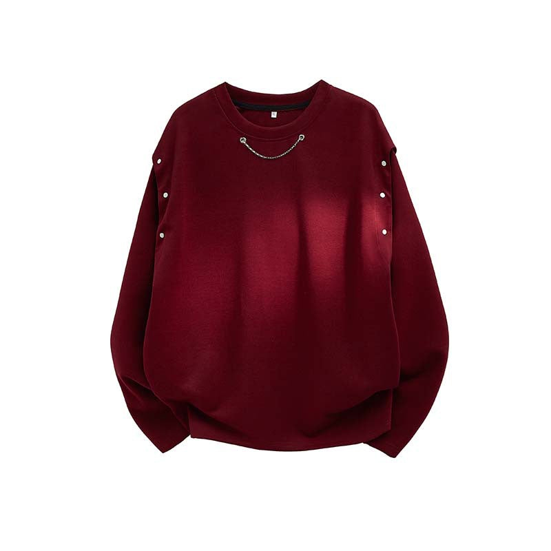 Damen Oversized Sweatshirt mit Ketten-Detail und Druckknopf-Ärmelöffnung Nord Taschen
