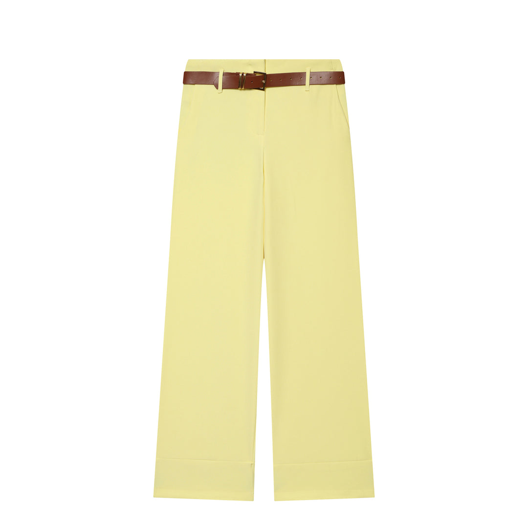 Damen Hochtaillierte Wide‑Leg‑Hose mit Bügelfalte, Gürtelschlaufen und verdeckter Knopfleiste Nord Taschen