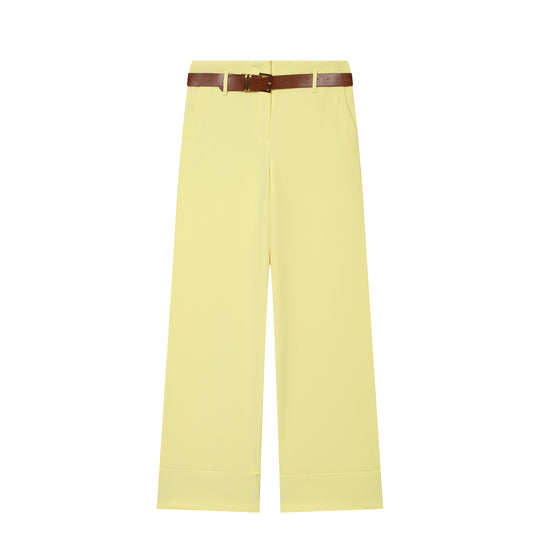 Damen Hochtaillierte Wide‑Leg‑Hose mit Bügelfalte, Gürtelschlaufen und verdeckter Knopfleiste Nord Taschen