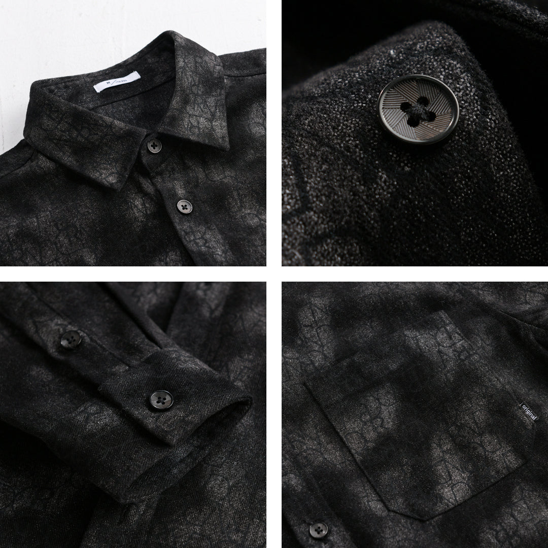 Herren Samtiges Hemdjacken-Overshirt mit tonalem Muster und Brusttasche Nord Taschen