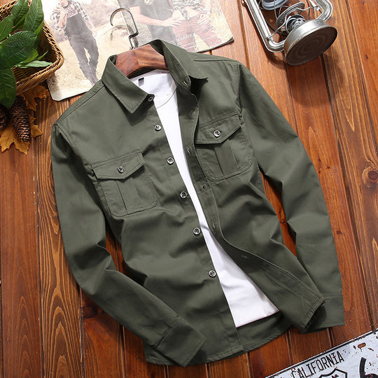 Herren Utility-Overshirt mit Brustpattentaschen und Hemdkragen Nord Taschen