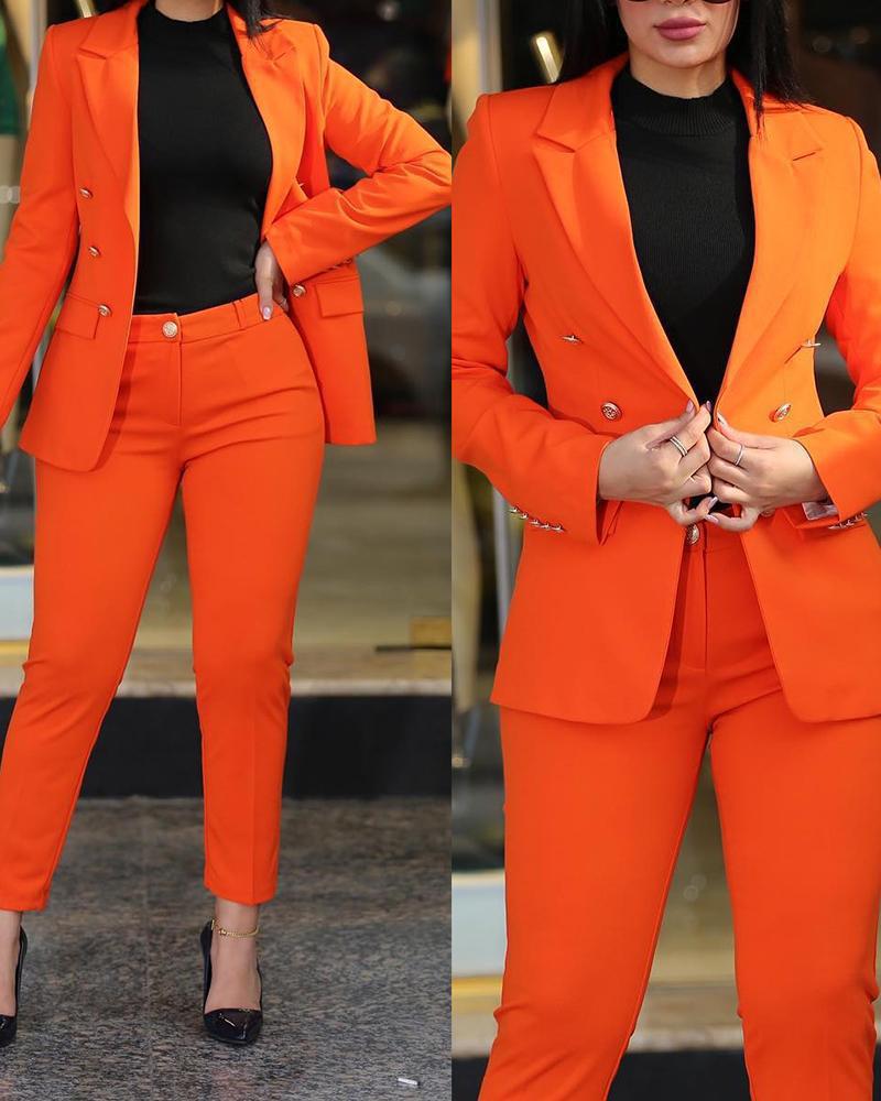 Damen Taillierter Zweiteiler-Blazer mit Slim-Fit Hose im Business-Stil Nord Taschen