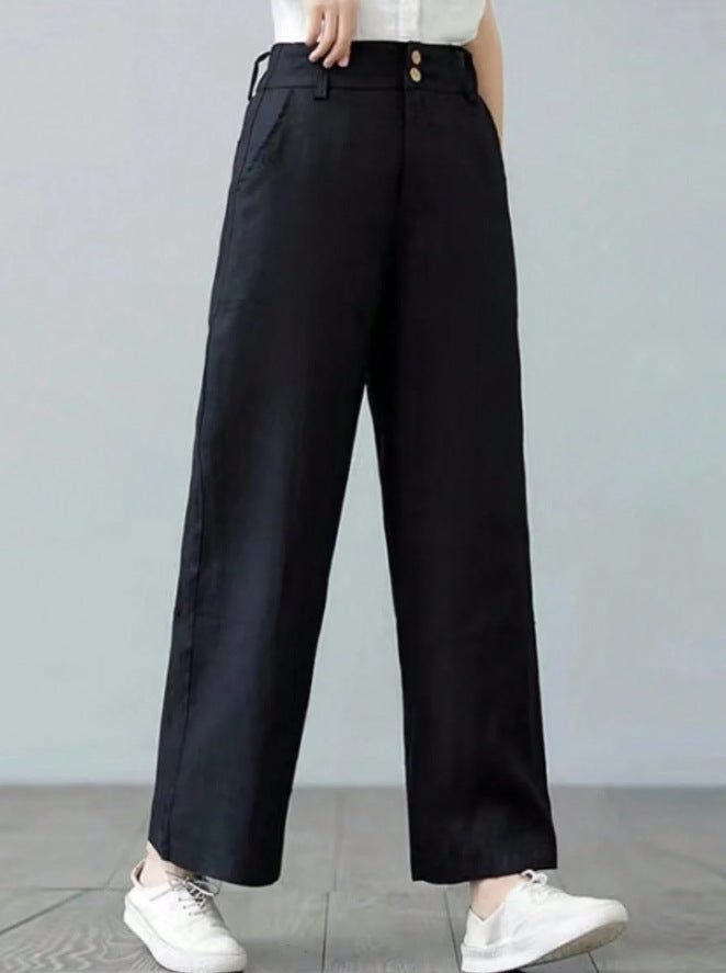 Damen Weite Leinenhose mit elastischem Bund und praktischen Seitentaschen
