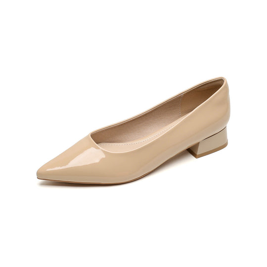 Damen elegante Ballerinas mit spitzem Zehenbereich und komfortablem Blockabsatz