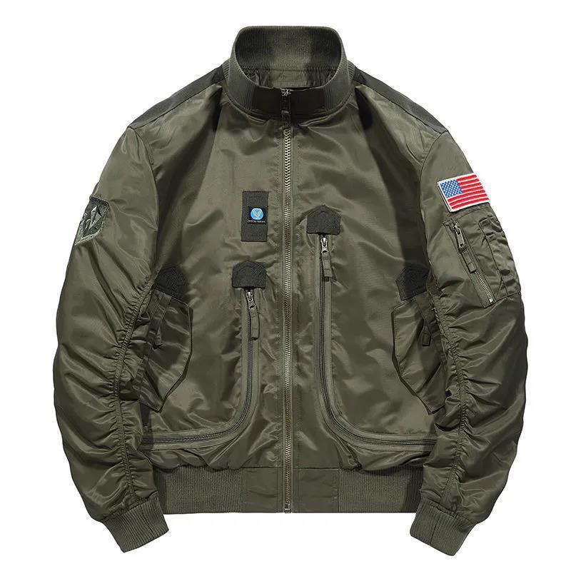 Herren Flieger-Bomberjacke mit Utility-Taschen, Ärmeltasche und geripptem Saum Nord Taschen