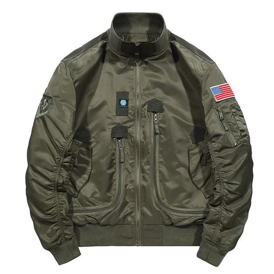 Herren Flieger-Bomberjacke mit Utility-Taschen, Ärmeltasche und geripptem Saum Nord Taschen