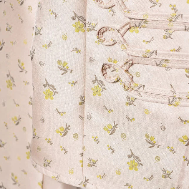 Damen Cropped Militärblouson mit Mandarinkragen, Zierkordeln und floraler Webstruktur Nord Taschen