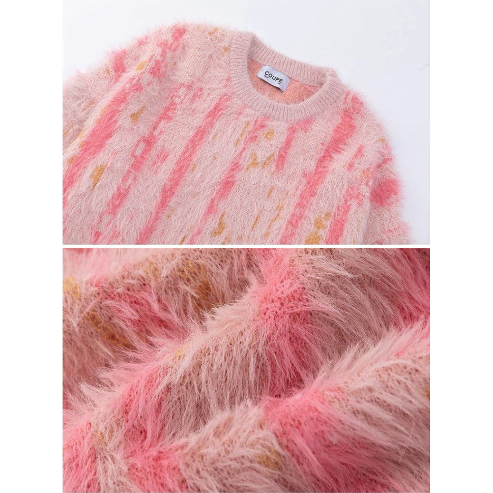 Damen Modischer Pullover mit Trendigem Pelzdesign Nord Taschen