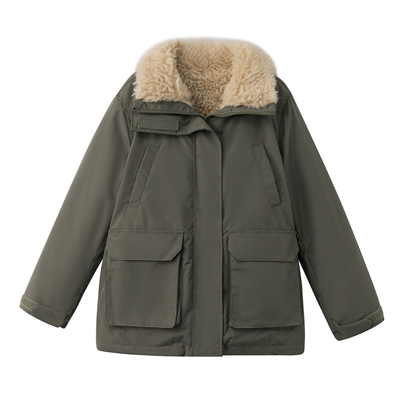 Damen nan urbaner Kurzparka mit Teddyfutter, großzügigen Pattentaschen und verdecktem Zwei-Wege-Reißverschluss Nord Taschen