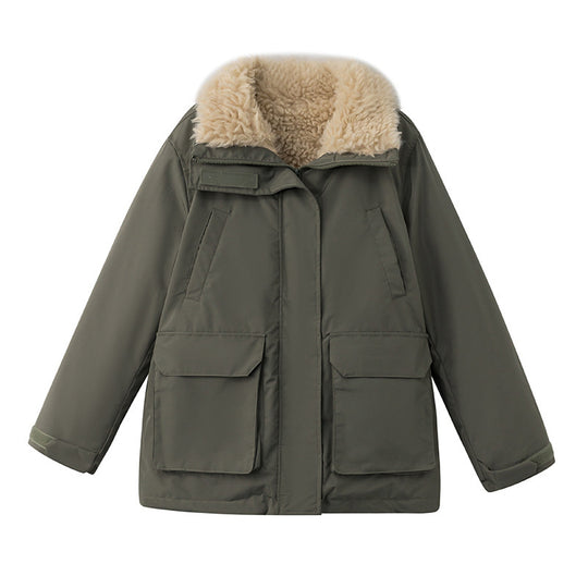 Damen nan urbaner Kurzparka mit Teddyfutter, großzügigen Pattentaschen und verdecktem Zwei-Wege-Reißverschluss Nord Taschen