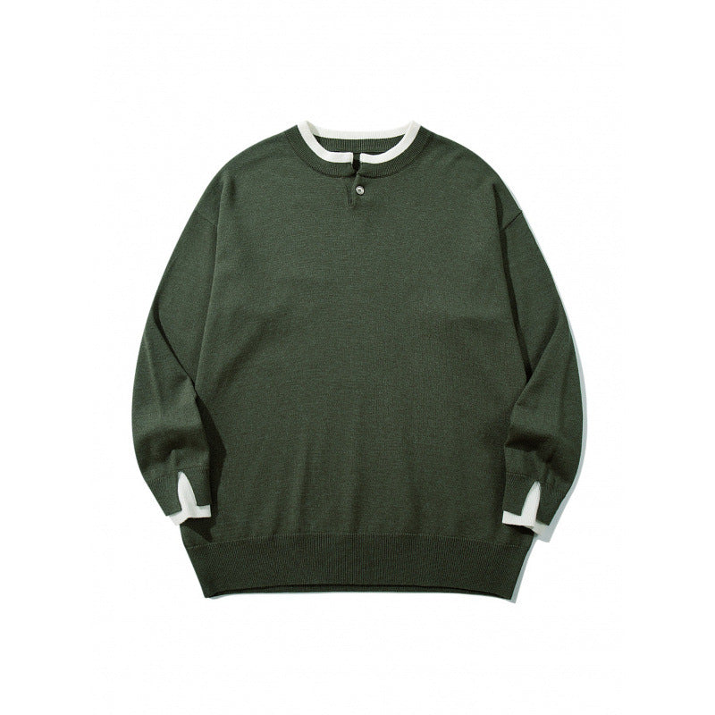 Unisex Oversize Feinstrickpullover mit Henley-Knopfleiste und Schlitzbündchen Nord Taschen